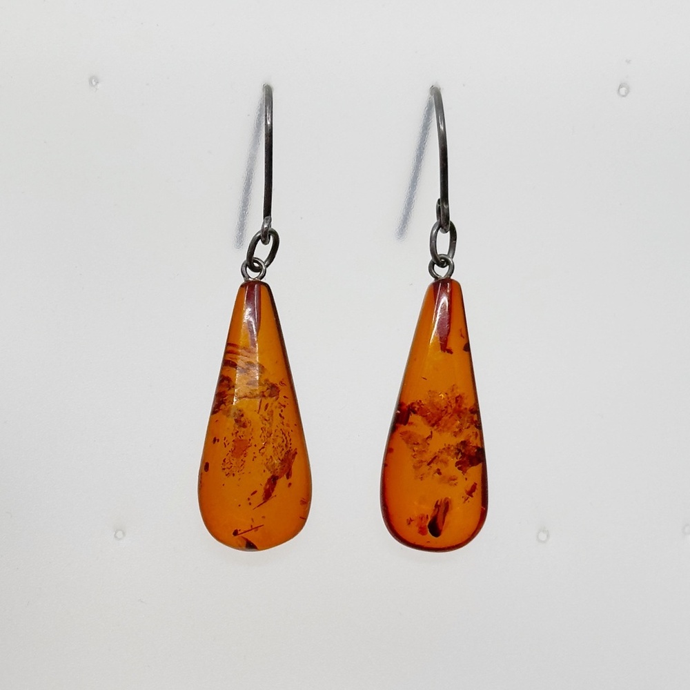Sterling silver baltic amber drop earrings - GM1135 - Picture 3 of 5